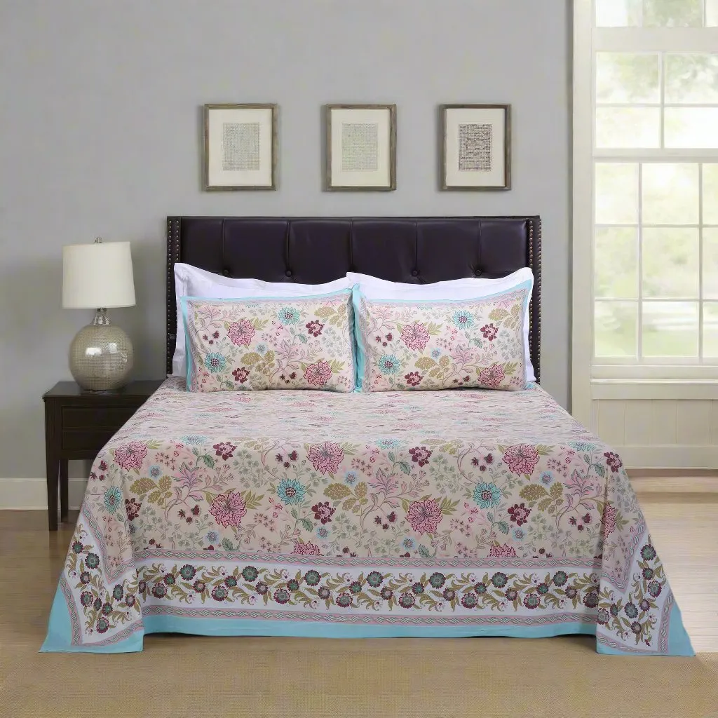 Rama Florence Turquoise Cotton Bedsheet