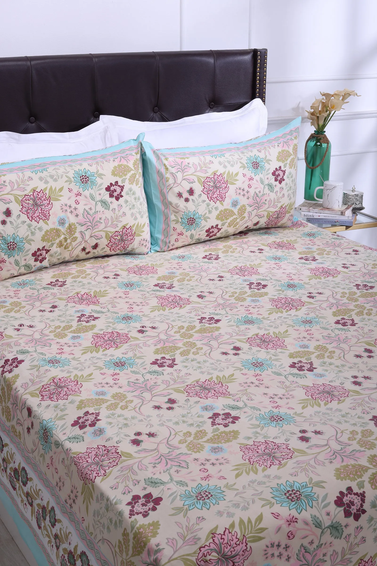 Rama Florence Turquoise Cotton Bedsheet