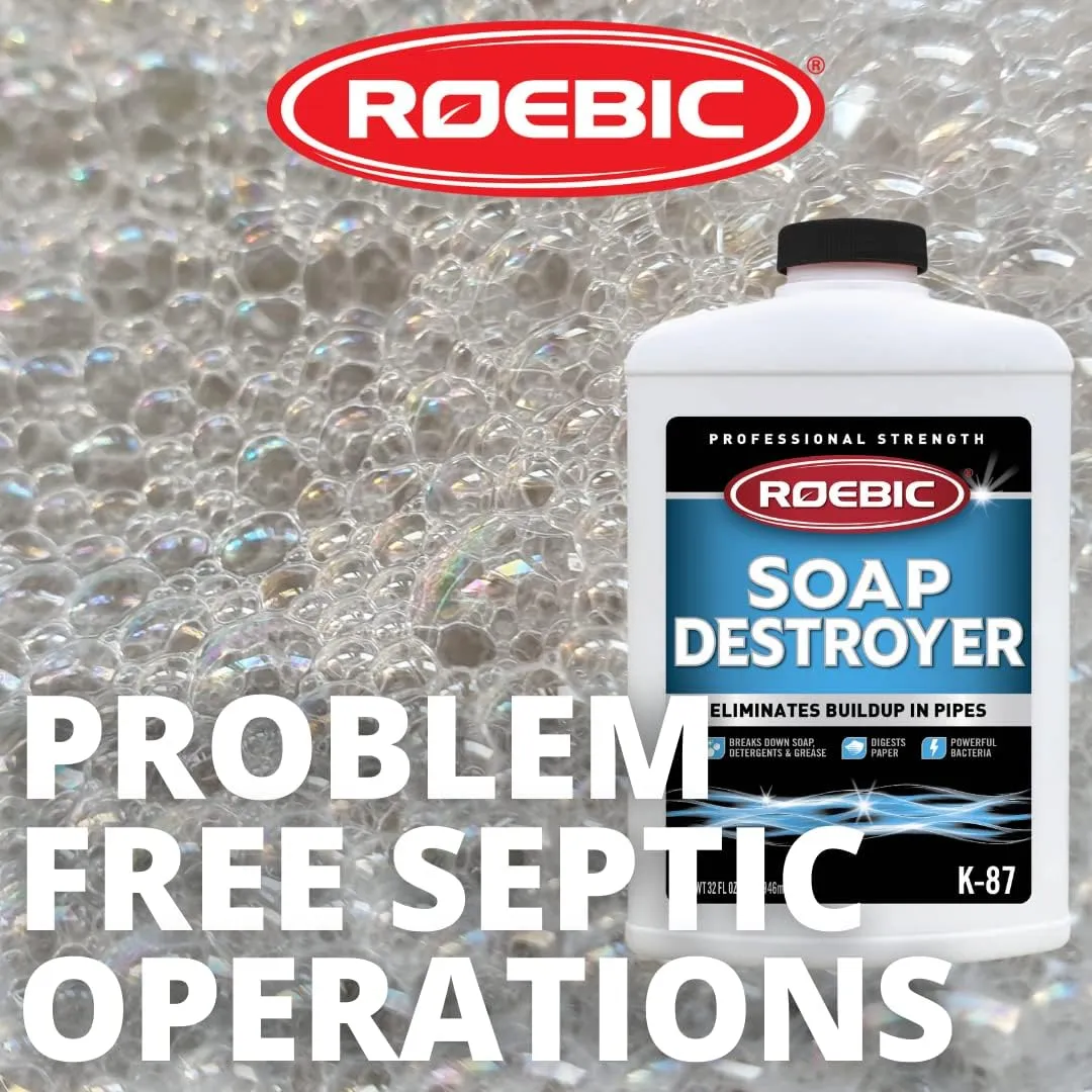 Roebic K-87SD-Q4 32 oz Professional Strength Soap Destroyer Digester Drain & Septic Tank Cleaner - Quantity of 6