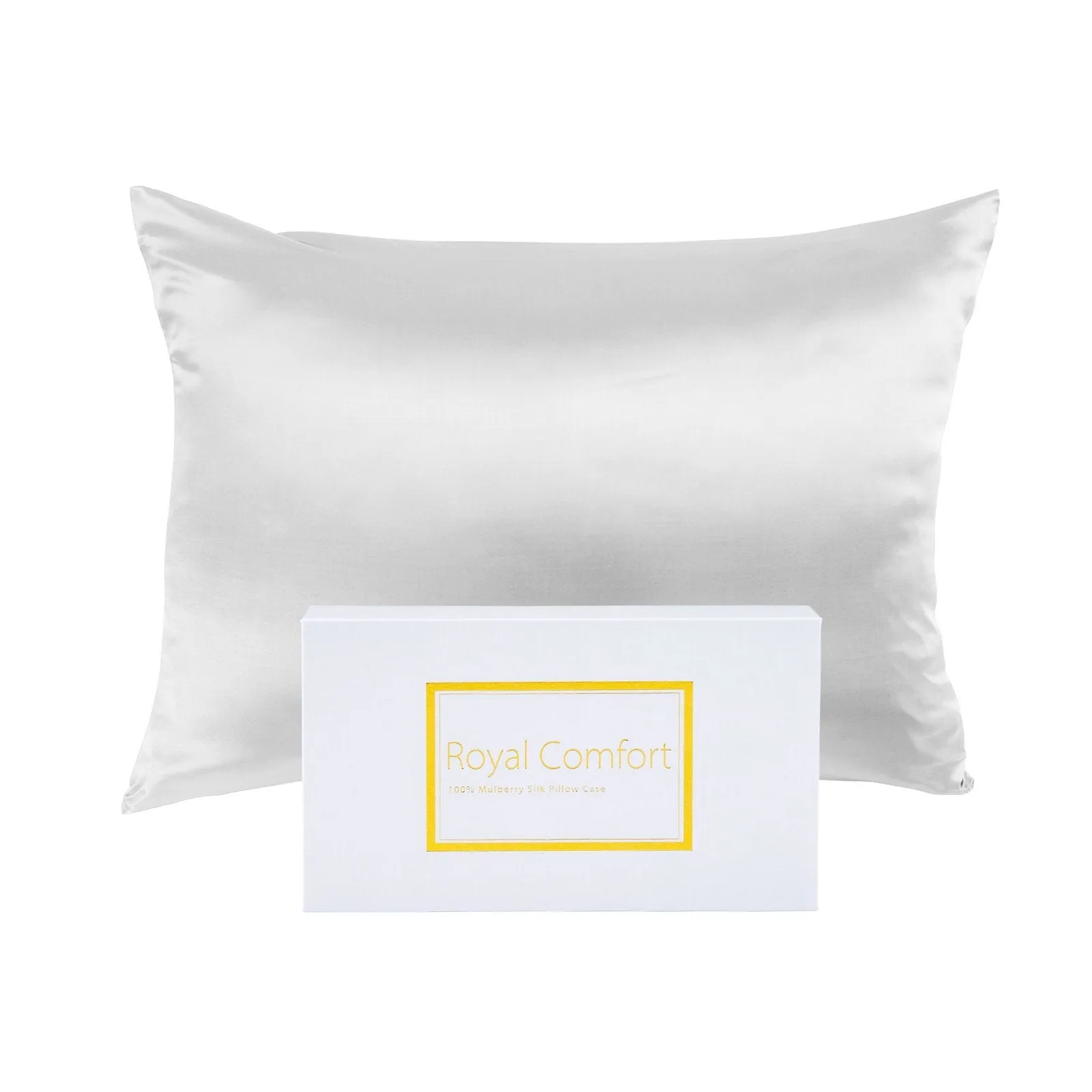 Royal Comfort Pure Silk Pillow Case 100% Mulberry Silk Hypoallergenic Pillowcase 51 x 76 cm White