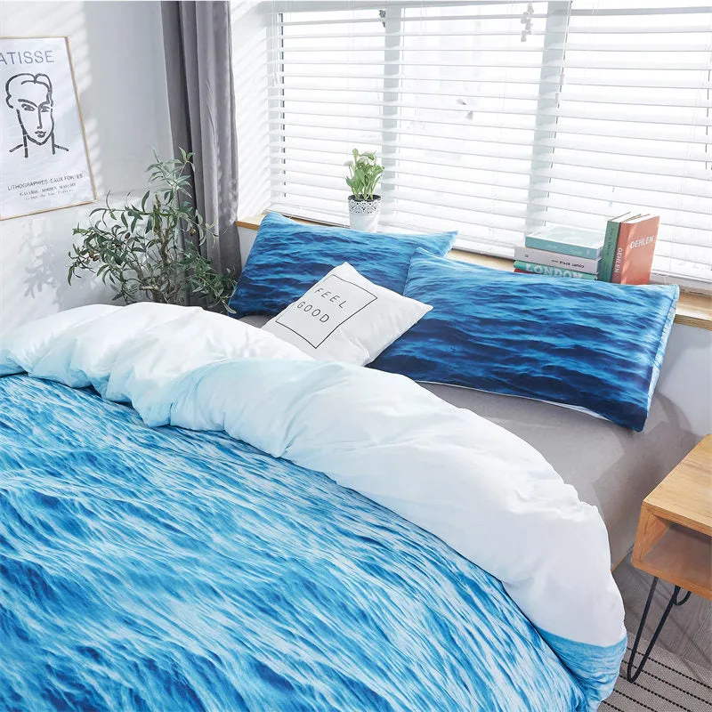 Scuba 3D Ocean Waves Bedding Set Queen Size Soft Summer Sea Beach