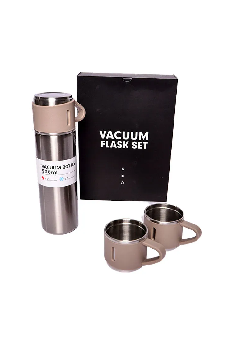 Stainless Steel Vacuum Flask with 3 Mugs