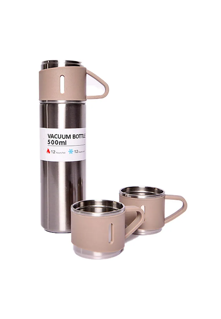 Stainless Steel Vacuum Flask with 3 Mugs