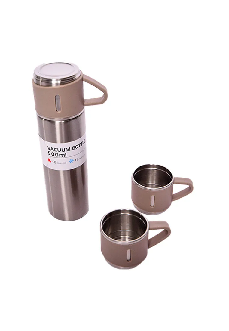 Stainless Steel Vacuum Flask with 3 Mugs