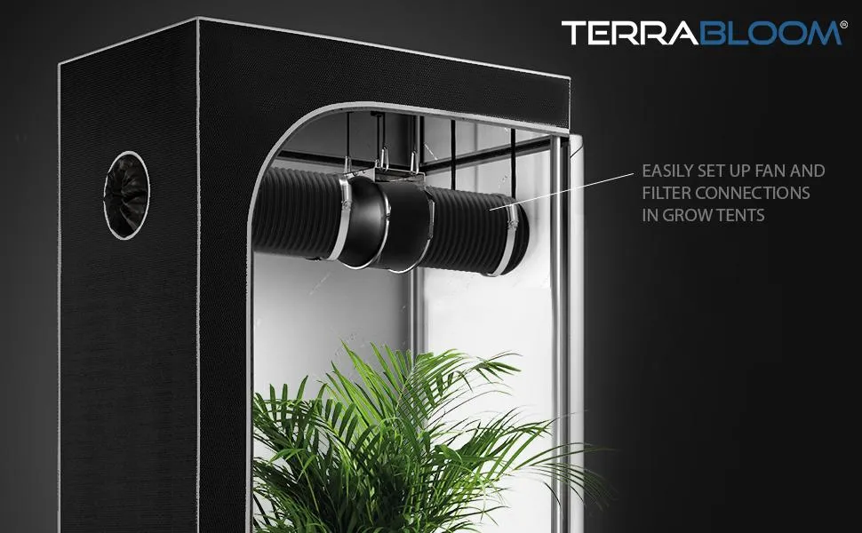 TerraBloom 12.4" (315mm) Air Duct - 8 FT Long, Black Flexible Ducting with 2 Clamps