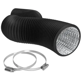 TerraBloom 12.4" (315mm) Air Duct - 8 FT Long, Black Flexible Ducting with 2 Clamps