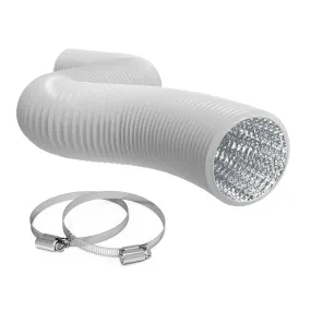 TerraBloom 6" Air Duct - 25 FT Long, White Flexible Ducting with 2 Clamps