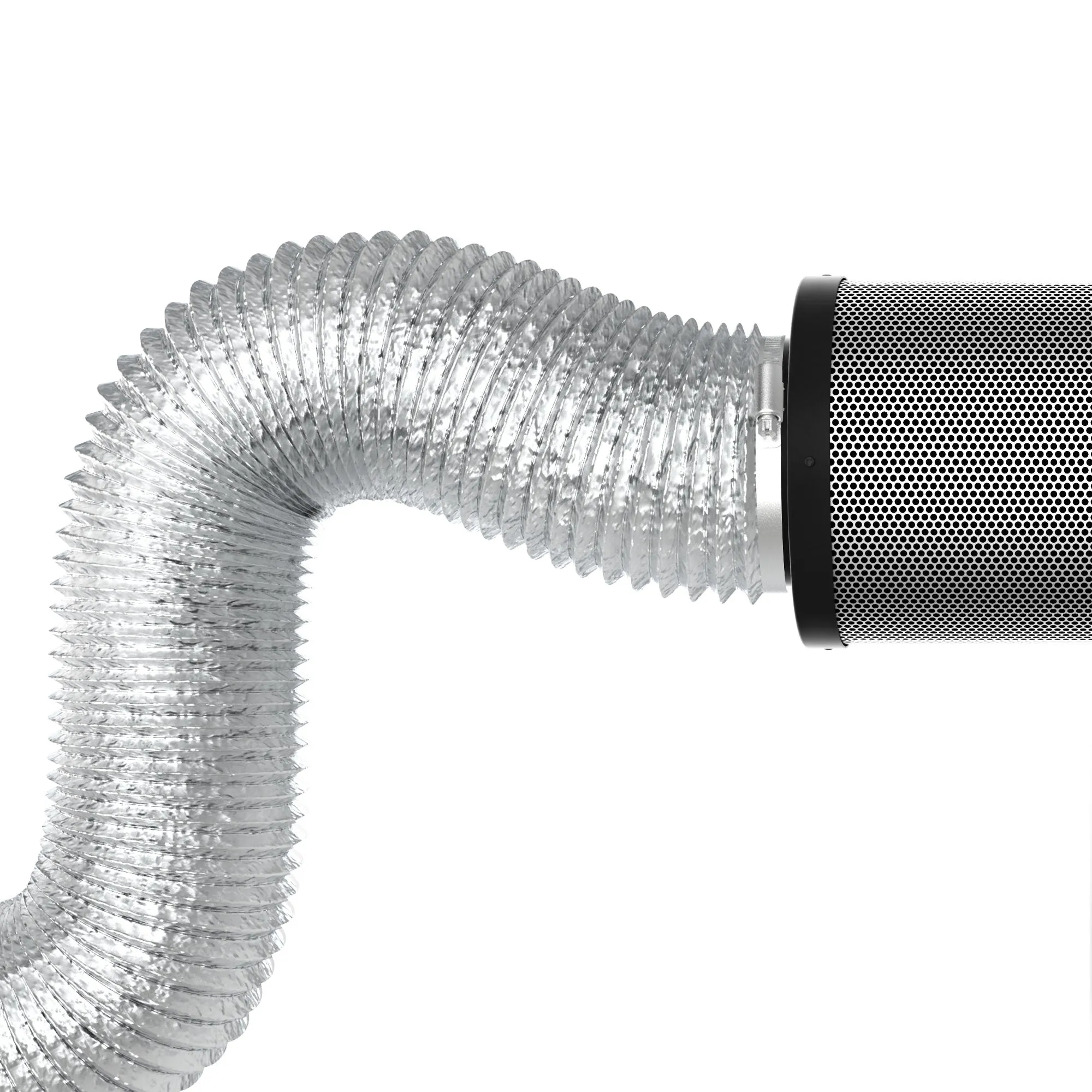 TerraBloom 8" Air Duct - 8 FT Long, Silver Flexible Ducting with 2 Clamps