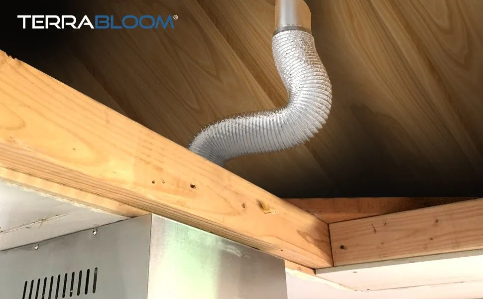 TerraBloom 8" Air Duct - 8 FT Long, Silver Flexible Ducting with 2 Clamps