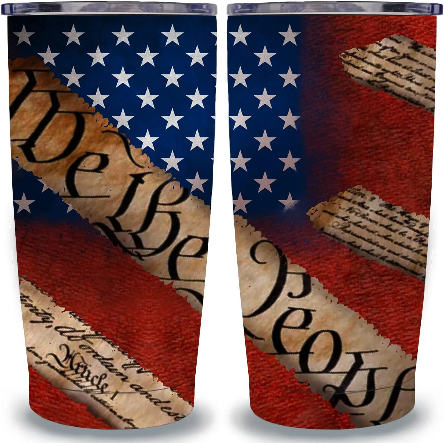 Tumbler for Men American Flag We The People Patriotic Coffee Tumbler for Mens 20 oz Vacuum Insulated Stainless Steel Travel Mug Gifts