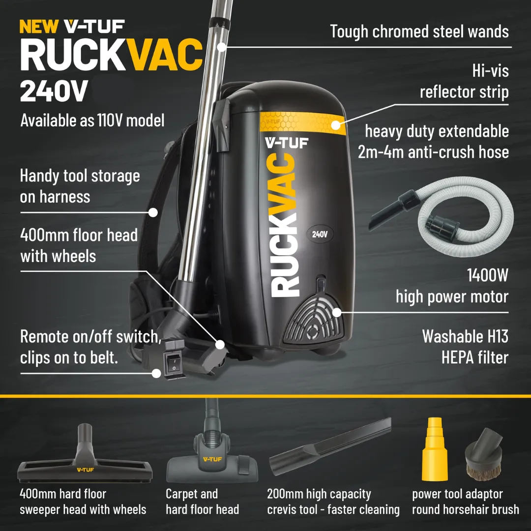 V-TUF RUCKVAC Backpack Vacuum Cleaner HEPA 13