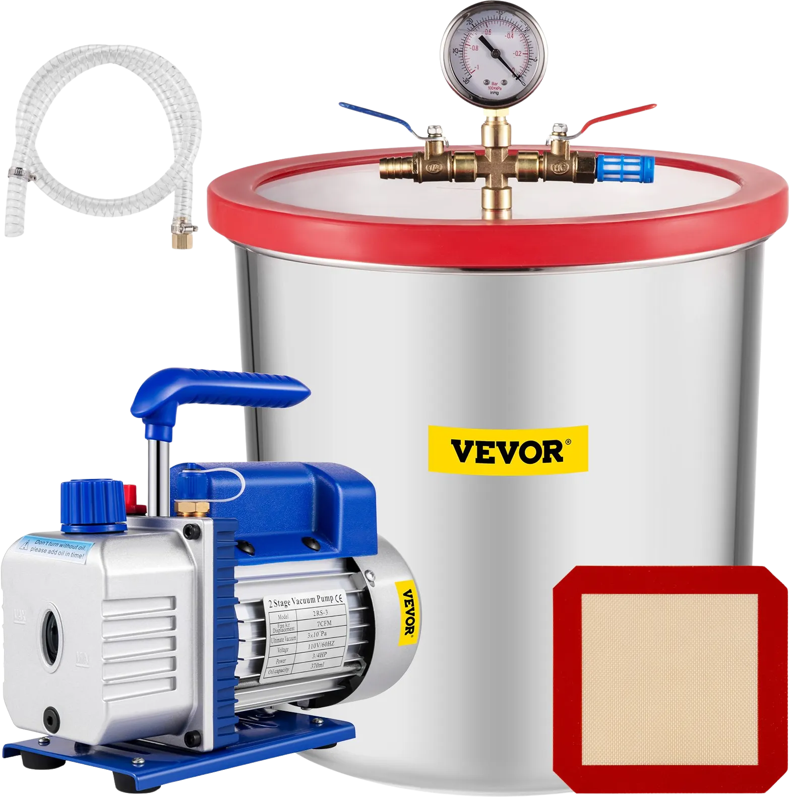 Vevor Vacuum Pump 7CFM 3/4HP 2-Stage with 5 Gal. Vacuum Chamber New