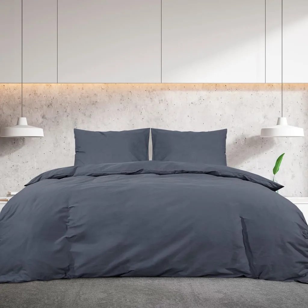 vidaXL Duvet Cover Set Anthracite 140x200 cm Cotton