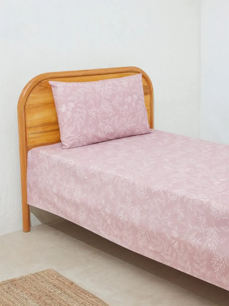 Westside Home Dusty Pink Single Bed Flat Sheet and Pillowcase Set