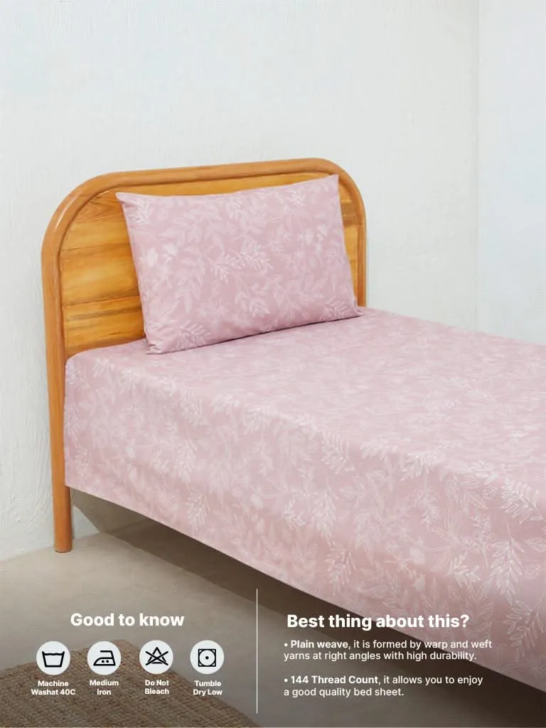 Westside Home Dusty Pink Single Bed Flat Sheet and Pillowcase Set