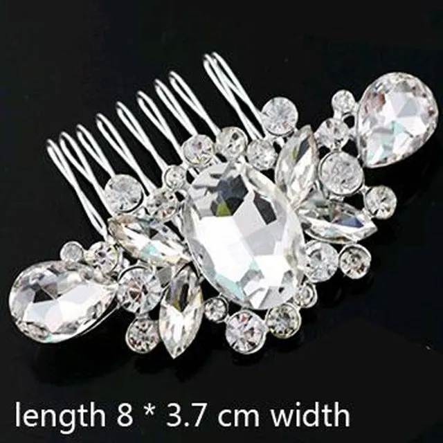 Women Girls Bridal Wedding Silver Crystal Rhinestone Diamante Flower Hair Clip Comb Pin Apparel Accessories Headwear Hair Combs