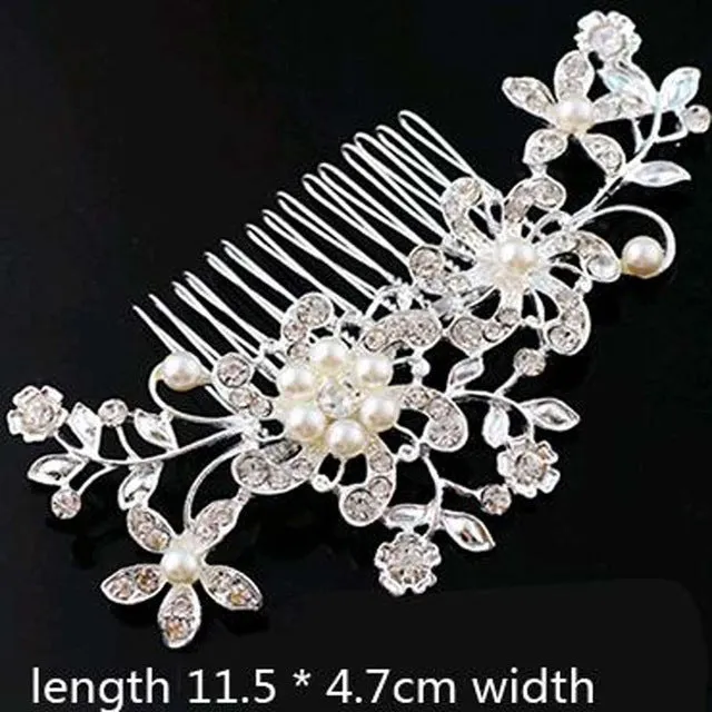 Women Girls Bridal Wedding Silver Crystal Rhinestone Diamante Flower Hair Clip Comb Pin Apparel Accessories Headwear Hair Combs